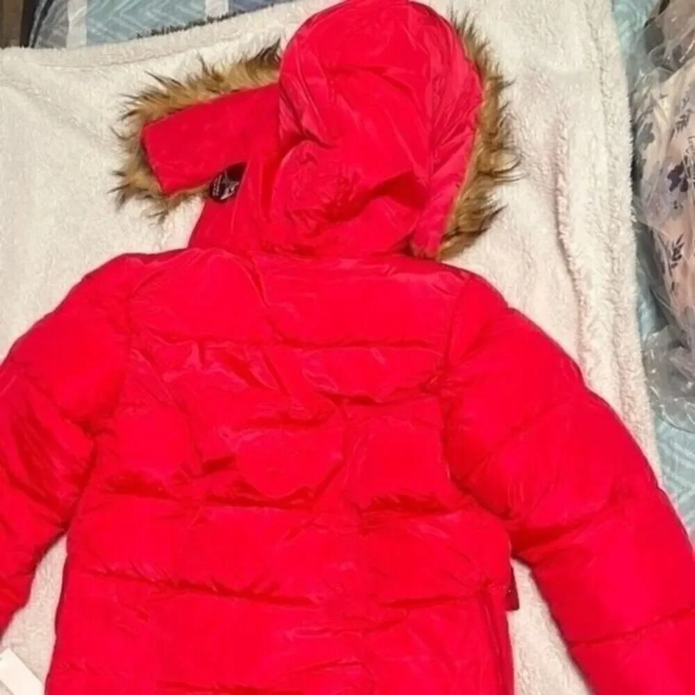 New DKNY Big Girls Long Puffer Jacket Fuschia size 16